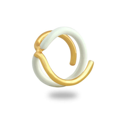 VARNIKA ARORA Twistie 2-Way White Enamel Gold Ring