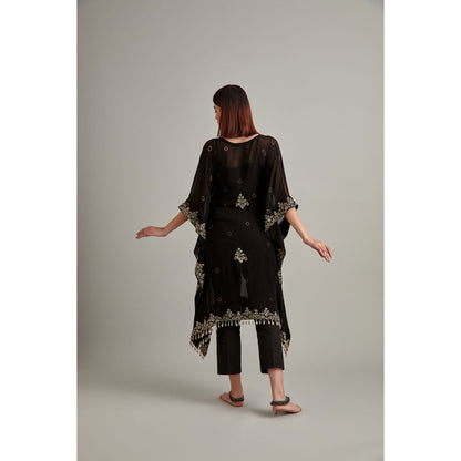 Vedika Soni Black Tie And Dye Kaftan with Pant and Slip (Set of 3)
