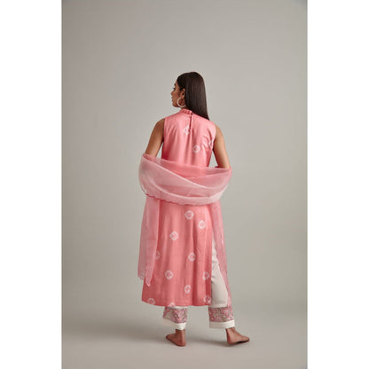 Vedika Soni Pink Tie And Dye Kurta with Pant and Dupatta (Set of 3)