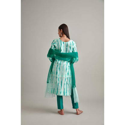 Vedika Soni Green Tie And Dye Kurta with Pant and Dupatta (Set of 3)