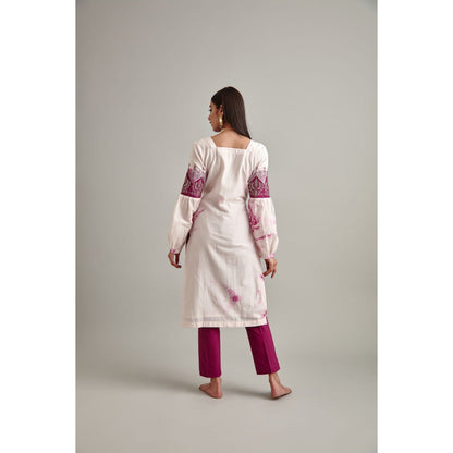 Vedika Soni White Pink Tie And Dye Kurta with Pant (Set of 2)
