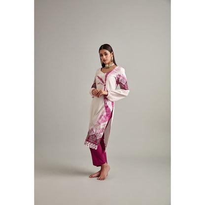 Vedika Soni White Pink Tie And Dye Kurta with Pant (Set of 2)