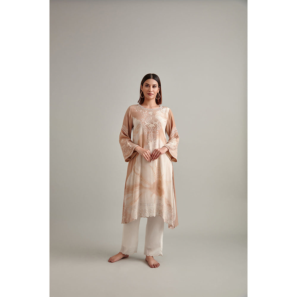 Vedika Soni Brown Tie And Dye Kurta with Pant (Set of 2)