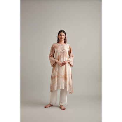 Vedika Soni Brown Tie And Dye Kurta with Pant (Set of 2)