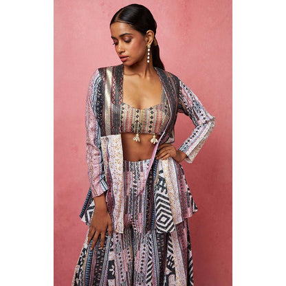 Vedika M Multi-Color Panelled Sequinned Co-Ord (Set of 3)