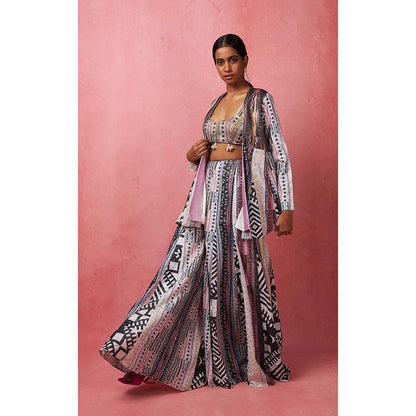 Vedika M Multi-Color Panelled Sequinned Co-Ord (Set of 3)
