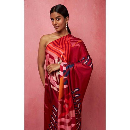 Vedika M Multi-Color One Shoulder Drape Maxi Dress