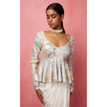 Vedika M Multi-Color Sequinned Top with Skirt (Set of 2)
