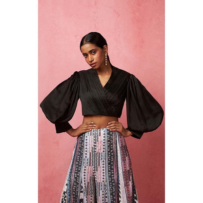Vedika M Multi-Color Sequinned Pant with Crop Top (Set of 2)