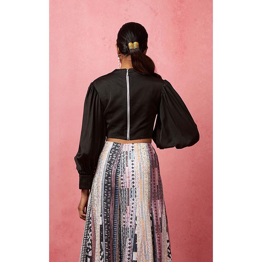 Vedika M Multi-Color Sequinned Pant with Crop Top (Set of 2)