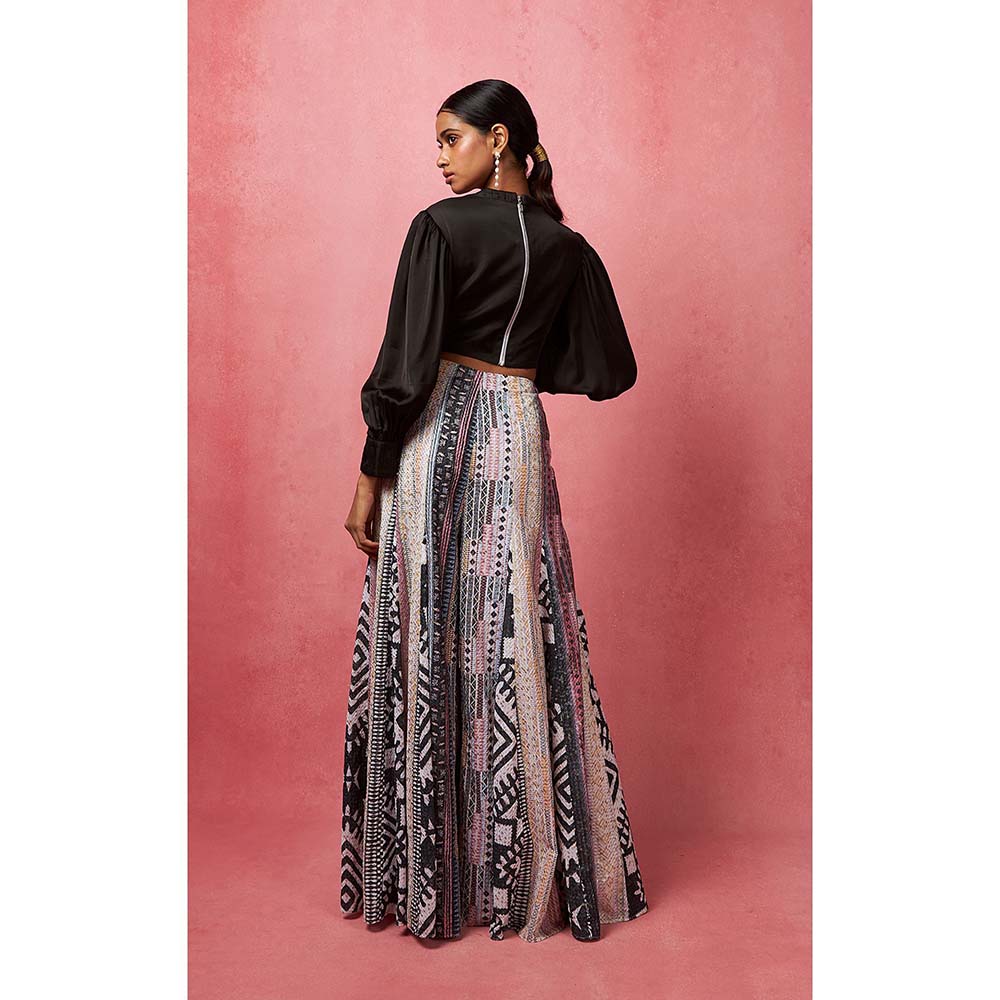 Vedika M Multi-Color Sequinned Pant with Crop Top (Set of 2)