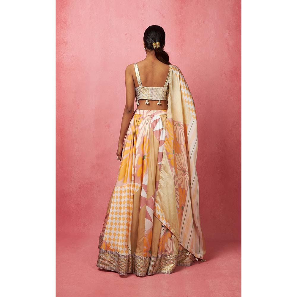 Vedika M Multi-Color Lehenga with Bustier and Dupatta (Set of 3)