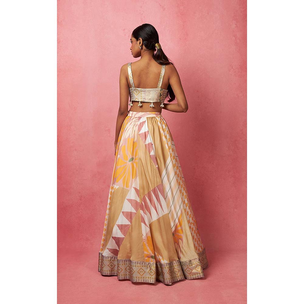 Vedika M Multi-Color Lehenga with Bustier and Dupatta (Set of 3)