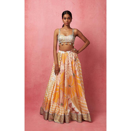 Vedika M Multi-Color Lehenga with Bustier and Dupatta (Set of 3)