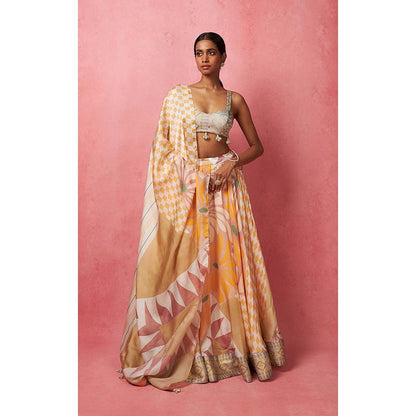 Vedika M Multi-Color Lehenga with Bustier and Dupatta (Set of 3)