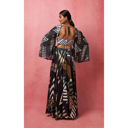 Vedika M Black Lehenga With Crop Top (Set of 2)