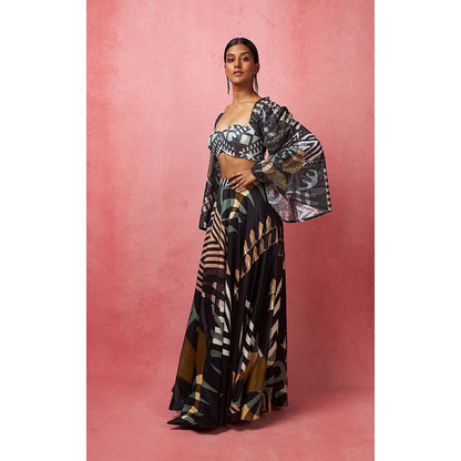 Vedika M Black Lehenga With Crop Top (Set of 2)