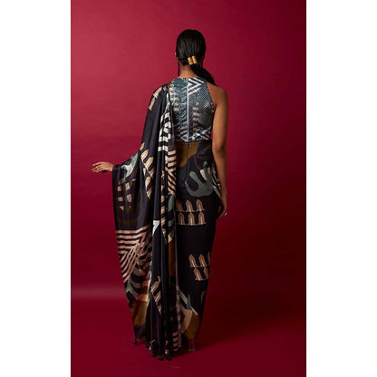 Vedika M Multi-Color Pre Stitched Saree with Stitched Blouse