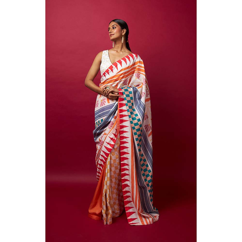 Vedika M Multi-Color Saree with Stitched Blouse