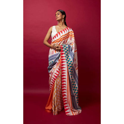Vedika M Multi-Color Saree with Stitched Blouse