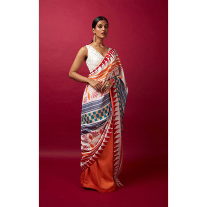 Vedika M Multi-Color Saree with Stitched Blouse