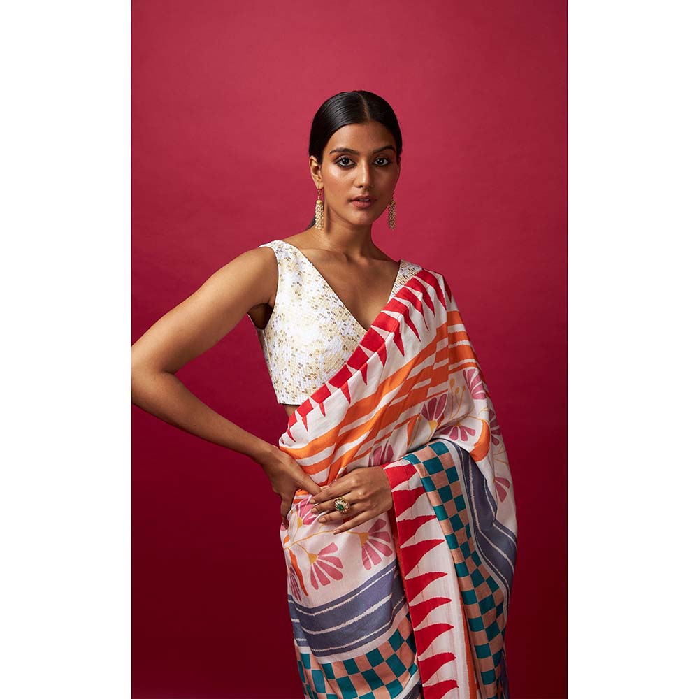 Vedika M Multi-Color Saree with Stitched Blouse