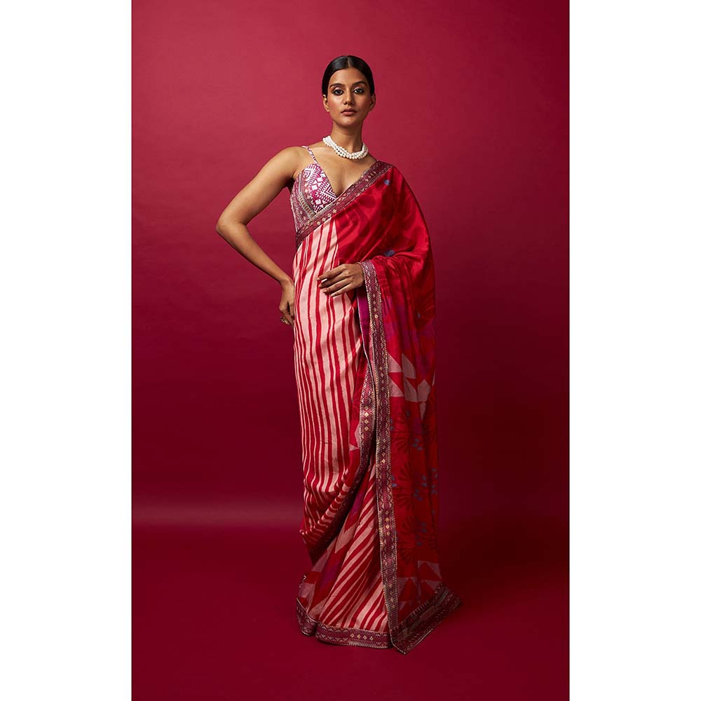 Vedika M Multi-Color Saree with Stitched Blouse
