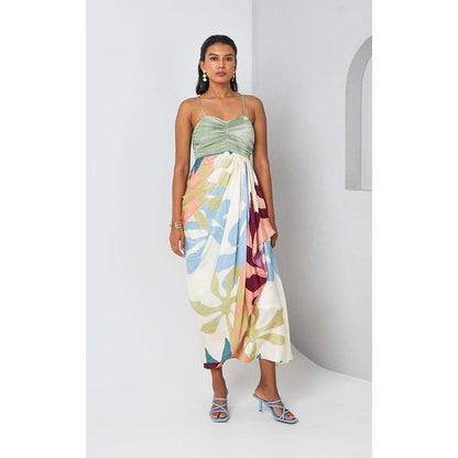 Vedika M Multi-Colour Floral Printed Drape Dress