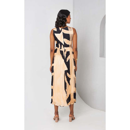Vedika M Beige Printed Midi Dress