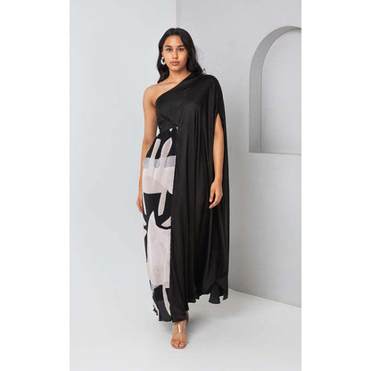 Vedika M Black One Shoulder Long Dress