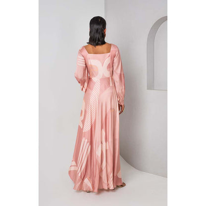 Vedika M Mauve Printed Asymmetric Long Dress.