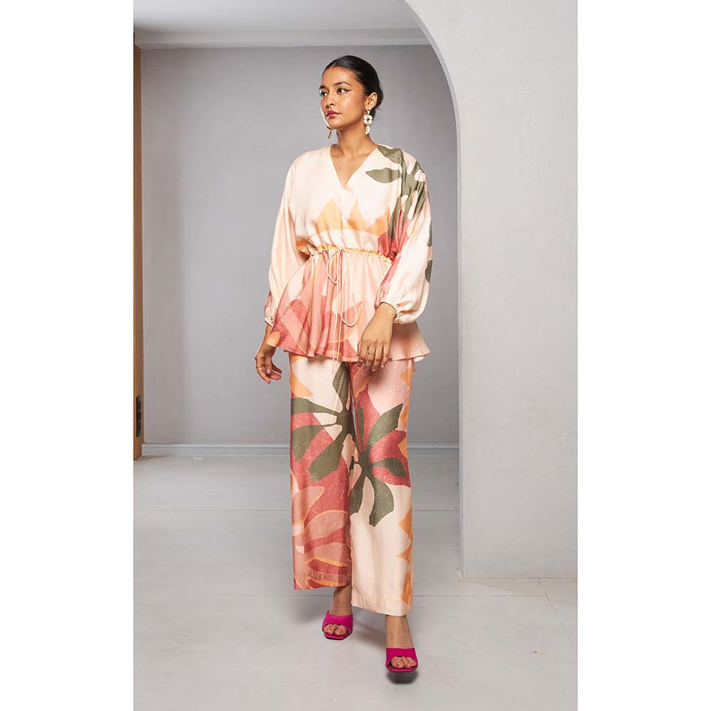 Vedika M Peach Floral Printed Co-Ord (Set of 2)