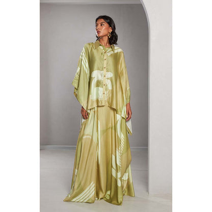 Vedika M Green Flowy Shirt with Skirt (Set of 2)