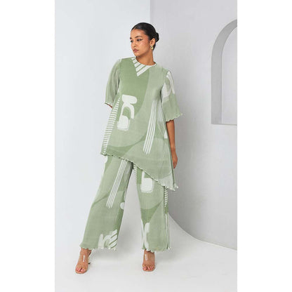 Vedika M Green Micro Printed Co-Ord (Set of 2)