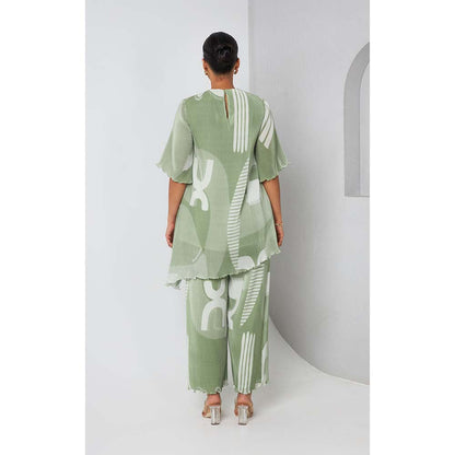 Vedika M Green Micro Printed Co-Ord (Set of 2)