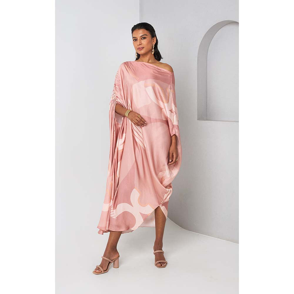Vedika M Mauve Print Drop Shoulder Drape Dress