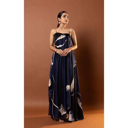 Vedika M Blue Printed Draped Dress