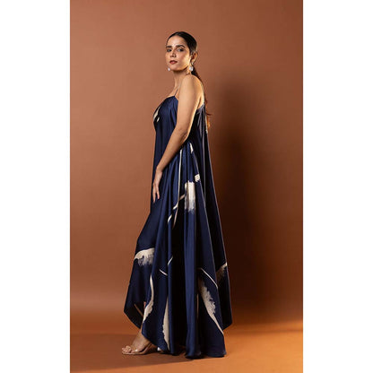 Vedika M Blue Printed Draped Dress