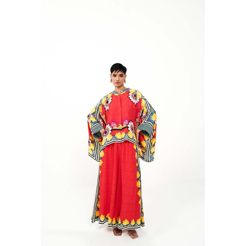Verb Red Alina Kaftan with Palazzo (Set of 2)