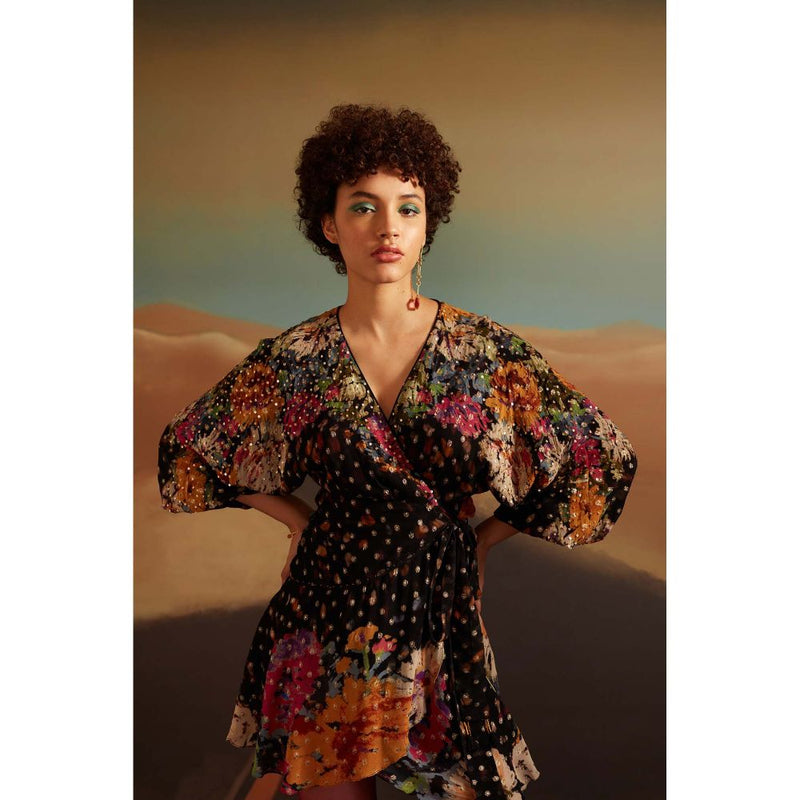 Verb Black Marika Wrap Mini Dress