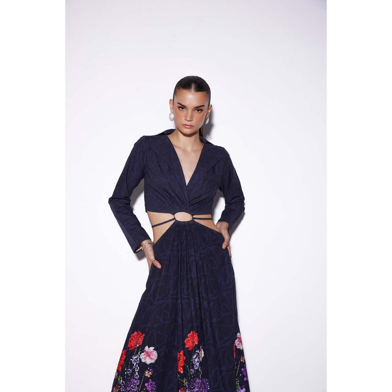 Verb Navy Blue Piera Cutout Maxi Dress