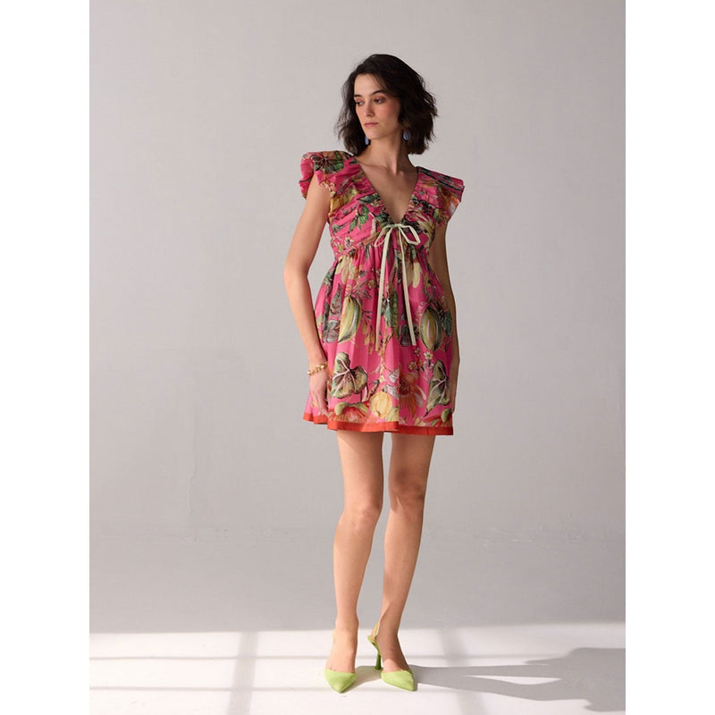 Verb Pink Floral Printed Nirvi Mini Dress