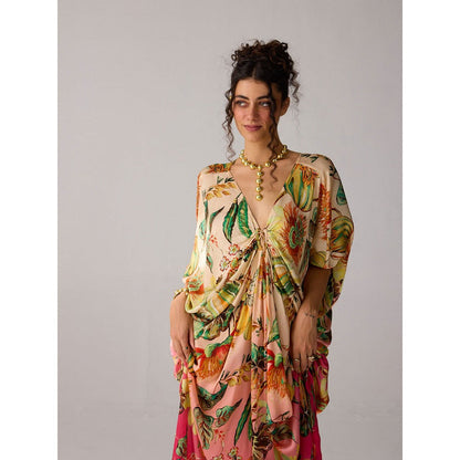 Verb Pink Floral Printed Amiya Kaftan Dress