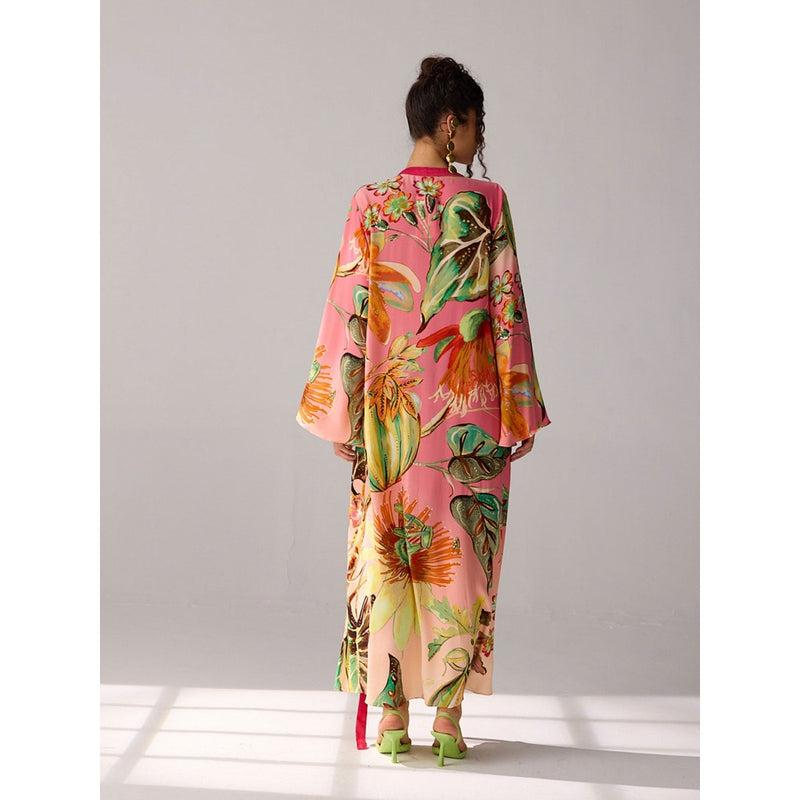 Verb Red Printed Tie-Up Neck Alani Dress