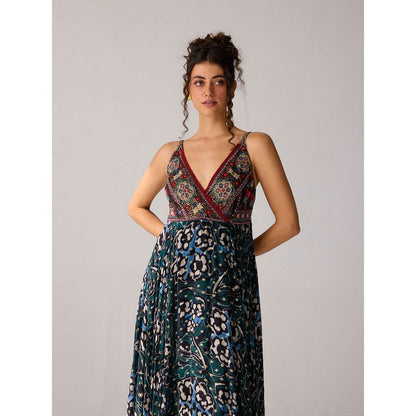 Verb Hand Embroidered Willow Asymmetrical Maxi Dress