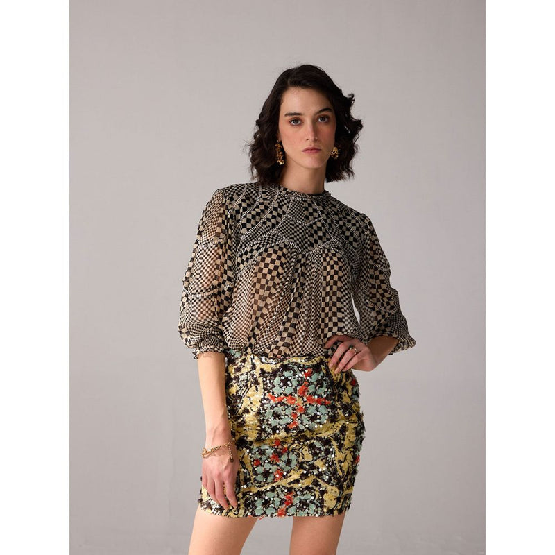 Verb Floral Printed and Embellished Mini Aria Skirt