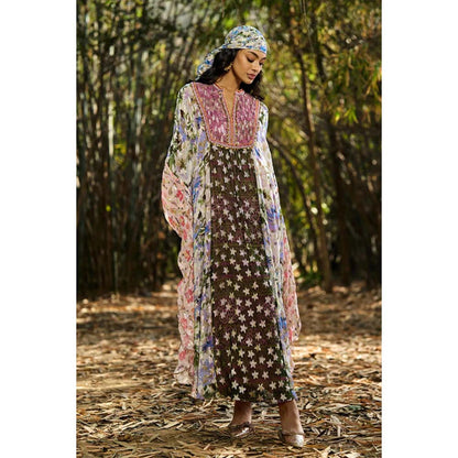Verb Black Karissa Embroidered Kaftan Dress