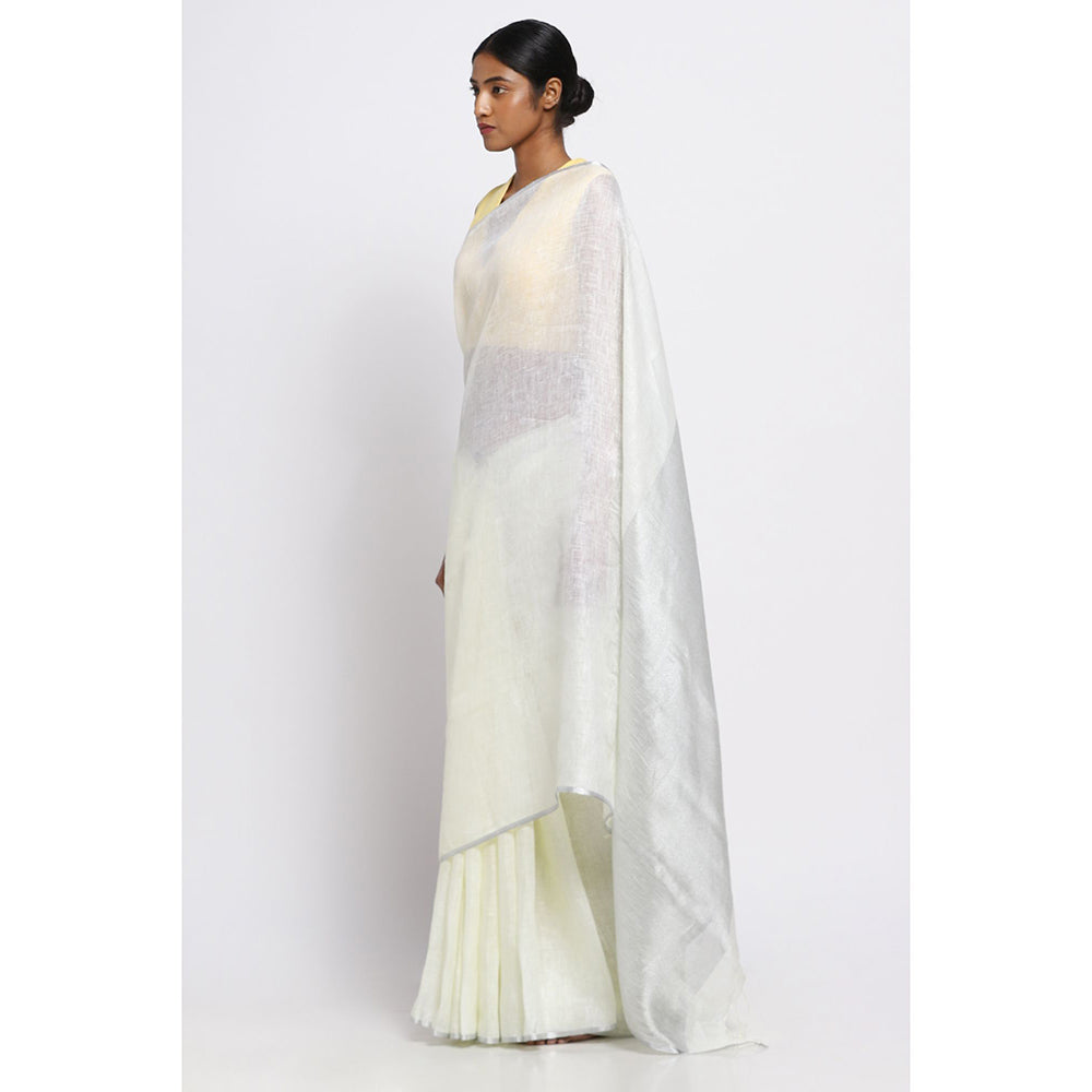 Via East Yellow Linen Saree with Unstitched Blouse