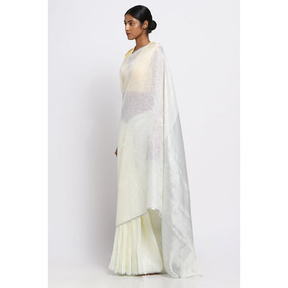 Via East Yellow Linen Saree with Unstitched Blouse