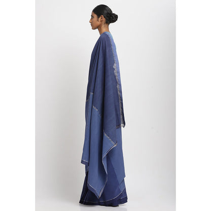 Via East Blue Sooti Tashi Saree With Unstitched Blouse